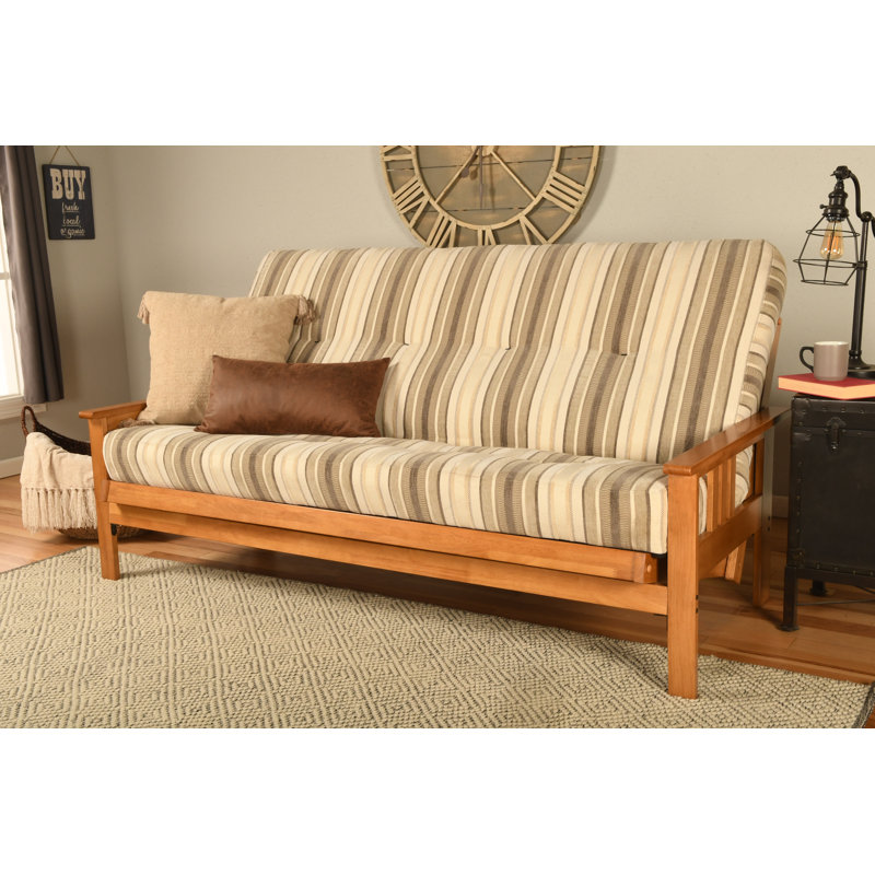 Johnte Full-Size Futon Frame and Full-Size Innerspring Mattress, À ressorts, Gris parma, Noyer cendré