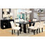 2 chaises contemporaines, noir et blanc, rembourrées avec dossier fendu, dossier élégant et salle à manger