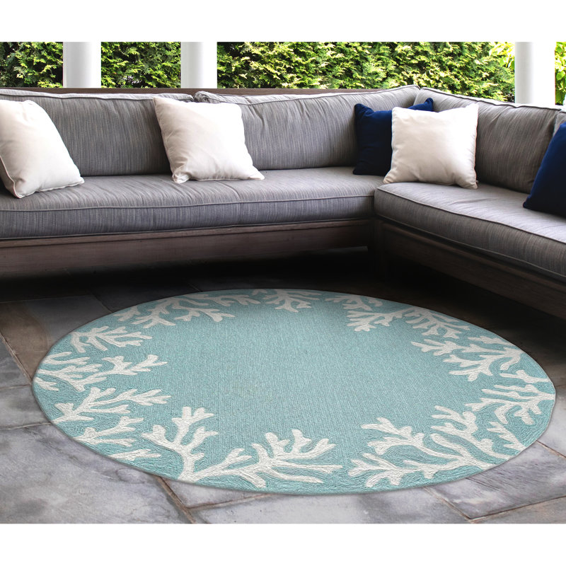 Bellavia Hand Tufted Floral Indoor/Outdoor Rug, Round 5'