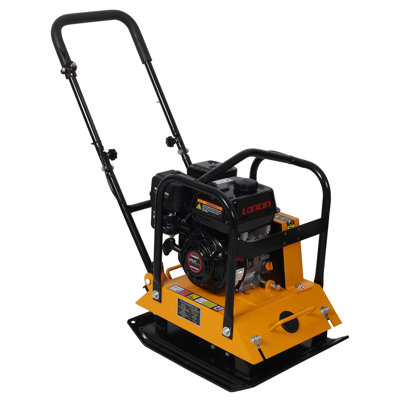 7HP Plate Compactor Gas 212cc 24KN,5400 LB Centrifugal Force Construction Concrete Tamper Machine Power Paver 17.7x 22" Plate, Yellow & Black Color