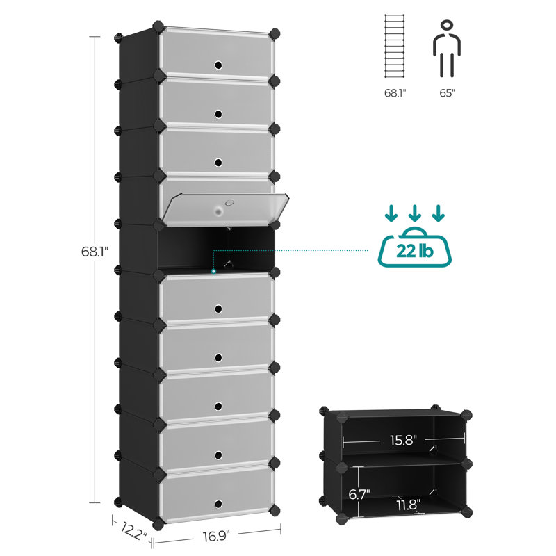 10 Pair Stackable Shoe Storage Cabinet