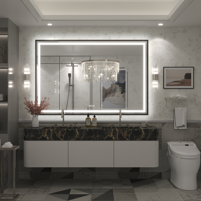 Miroir de salle de bain Molly Framelss, 60 po x 40 po, Noir