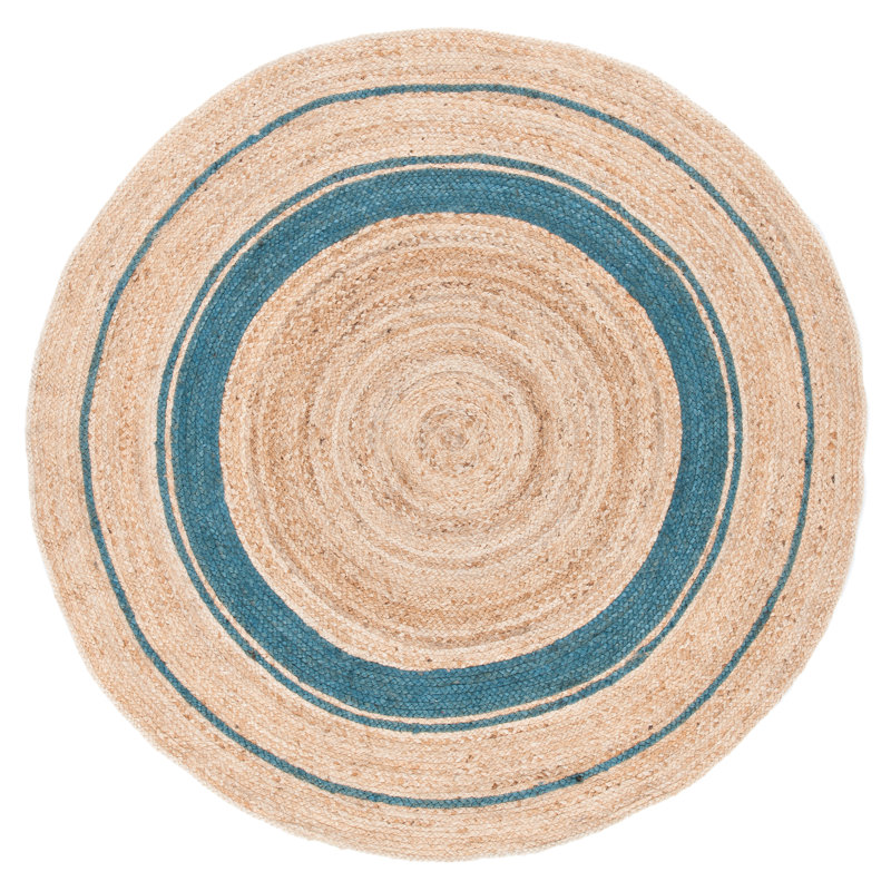 Tapis en fibre de jute tissé à la main Blumberg, Rond 4 pi