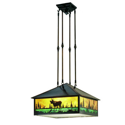 Luminaire suspendu rectangulaire 3 lumières lanternes