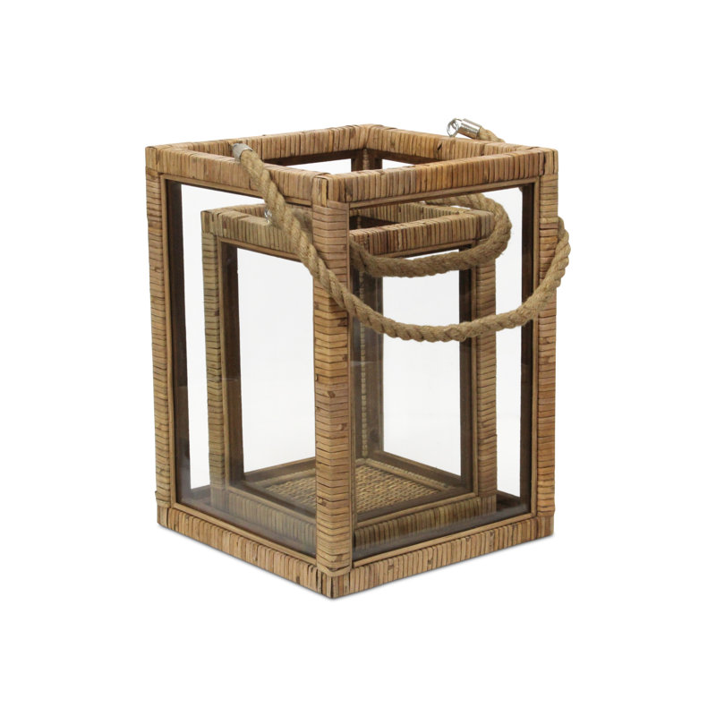Ensemble de 2 lanternes en bois enveloppé de rotin Roussilon