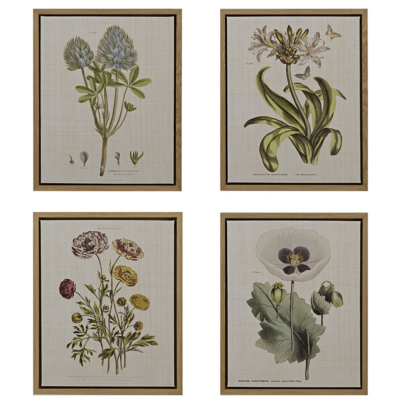 4, décoration botanique - art mural sur toile en lin pour chambre à coucher