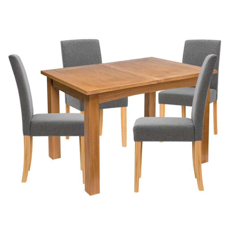 Sorrento 4 - Person Extendable Solid Oak Dining Set, Grey