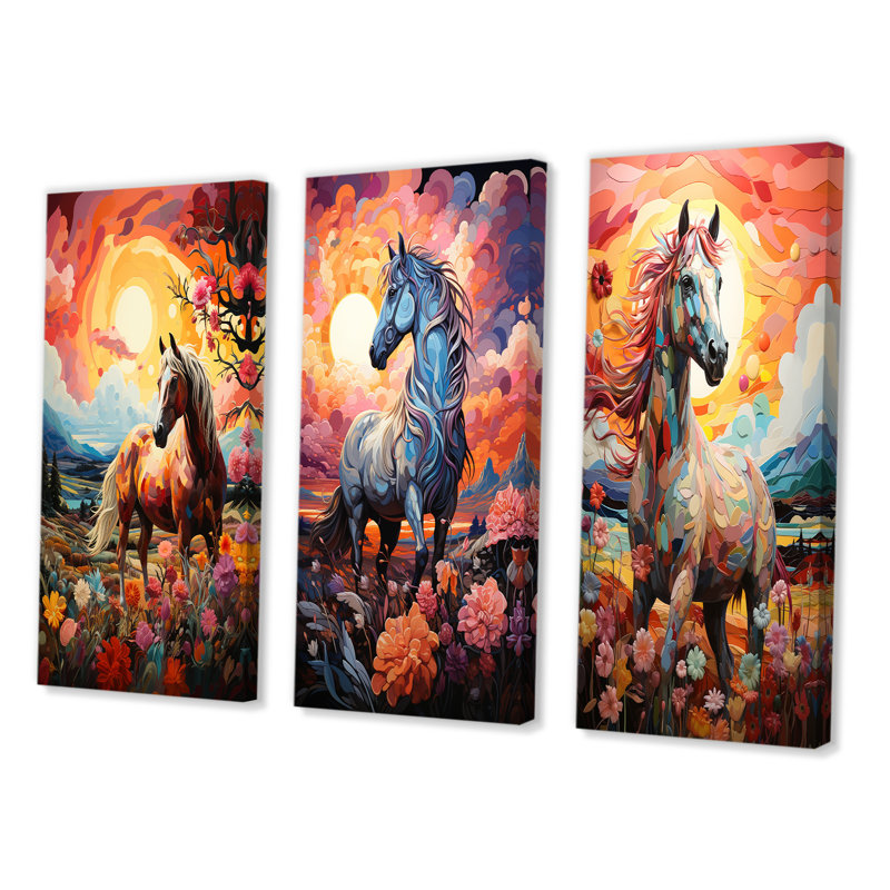 "Carrousel, Carrousel de l'enfance", 3 pièces, H 20 po x l 36 po, Toile tendue