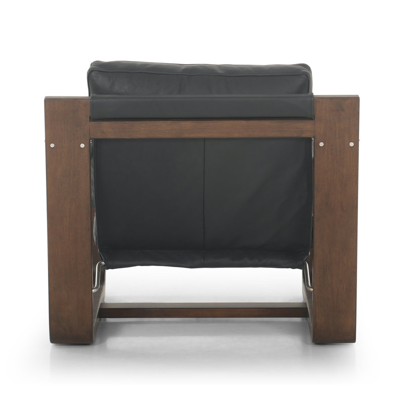 Arista Genuine Leather Armchair, Carson Black Genuine Leather