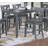 Modern Style Gray Dining Table 6X Chairs 7Pcs Counter Height Set Cushion Seat Nailhead X-Cross Back Chairs Dining Room Furniture
