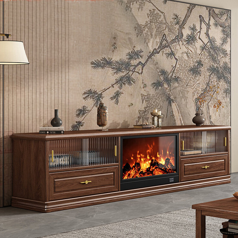 Armoire de rangement simulée avec foyer électronique pour téléviseur