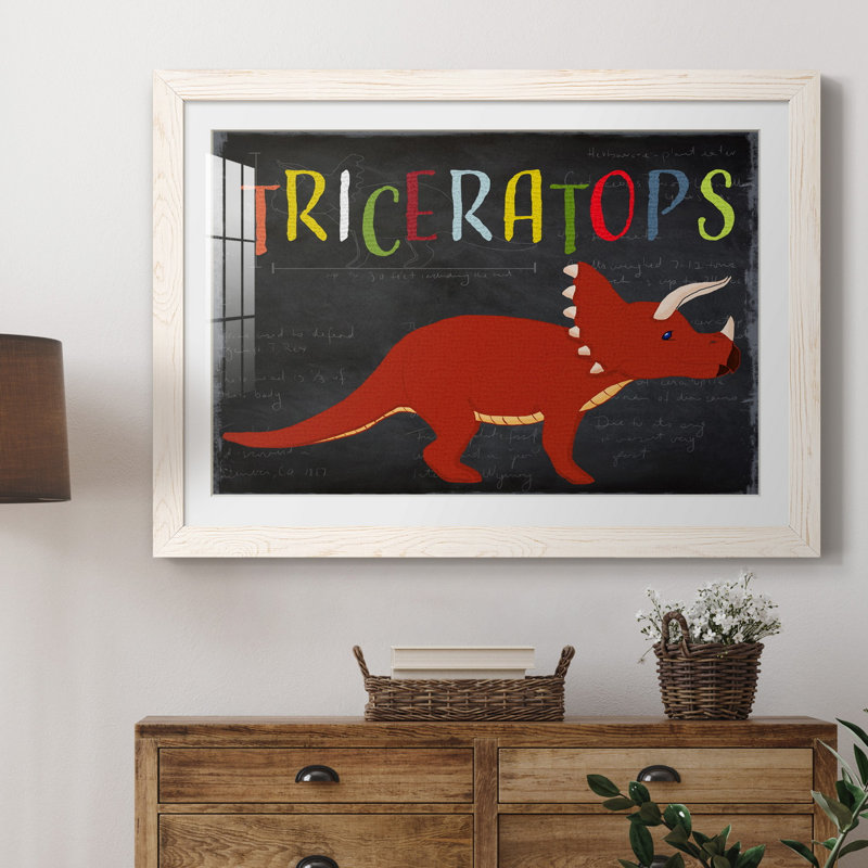 Triceratops - Impression sur papier encadré, H 31,5 po x l 23,5 po x P 1,5 po, Papier avec cadre blanc