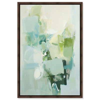 Ghostly Green I Framed Canvas Print Green Abstract Art by Art Remedy, Walnut Frame, 16 x 24