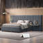 Lit plateforme tapissier avec grande tête de lit, mobilier de chambre à coucher