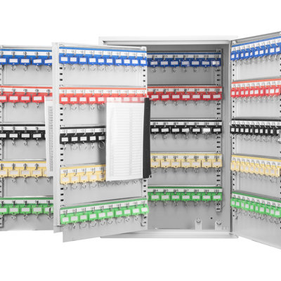 300 Adjustable Key Lock Cabinet - Strong Steel Wall Mounted Storage With Colorful Tags For Effective Management Gray Multiple Patrons 300 And Secure Mount Box Easy Identification Business Use