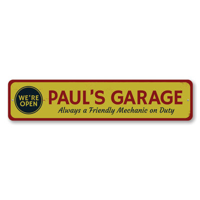 Open Garage Custom Aluminum Sign