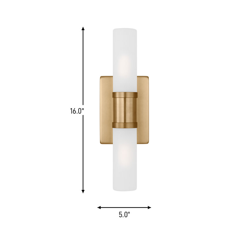 Keaton 2 - Light Vanity Light, 16" H x 5" W x 3.63" D, 40 W, Satin Brass