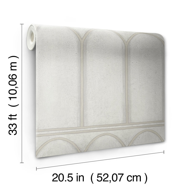 Rouleau de papier peint lisse L 33 po x l 20,5 po Arches, Gris / perle