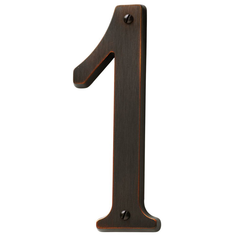 4.75" H Brass House Number, Venetian Bronze, 1