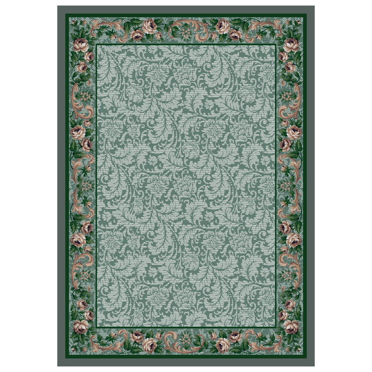 Alminus Innovations Rose Damask Aqua Area Rug