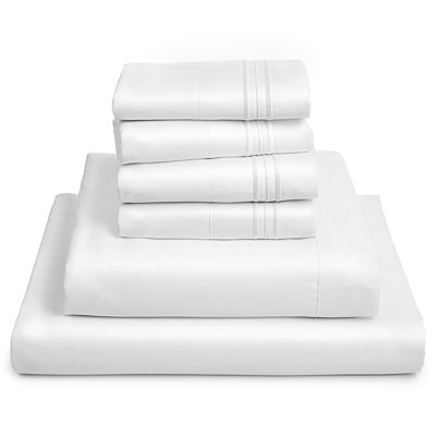 Mellanni 1800 Bed Sheet Set 6 PIECE California King White