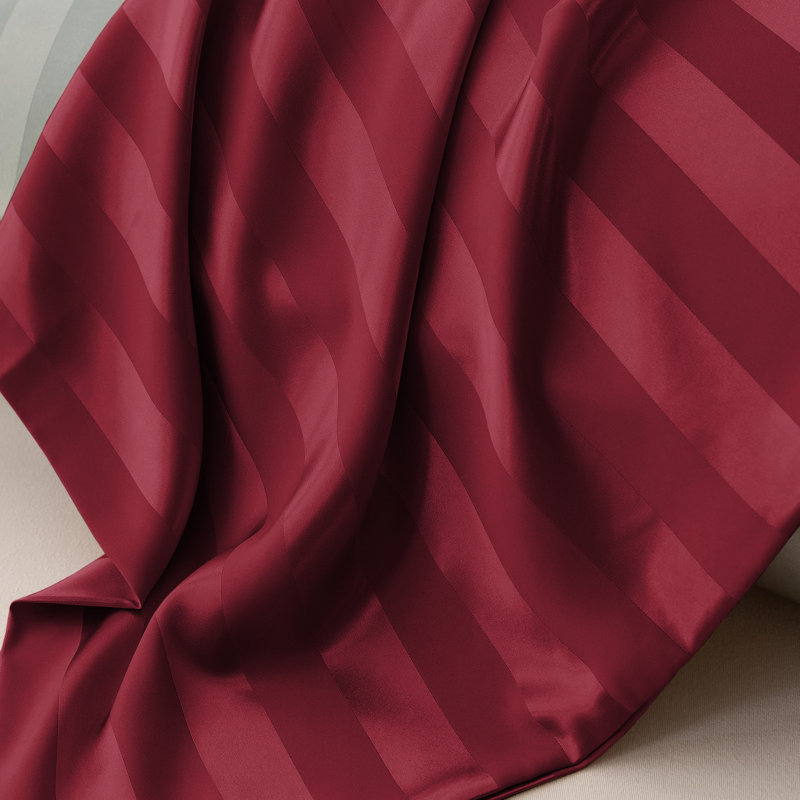 Luxury Microfiber Striped Pillowcases Set of 2 - Soft, Breathable & Wrinkle-Resistant Pillow Covers, Burgundy