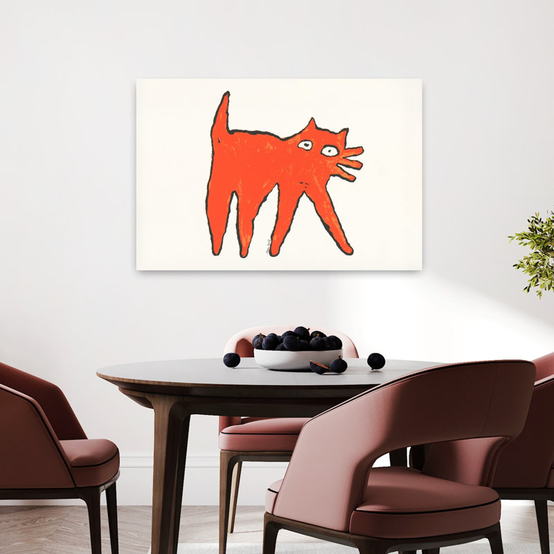 Art mural abstrait chat orange, H 24 po x l 36 po