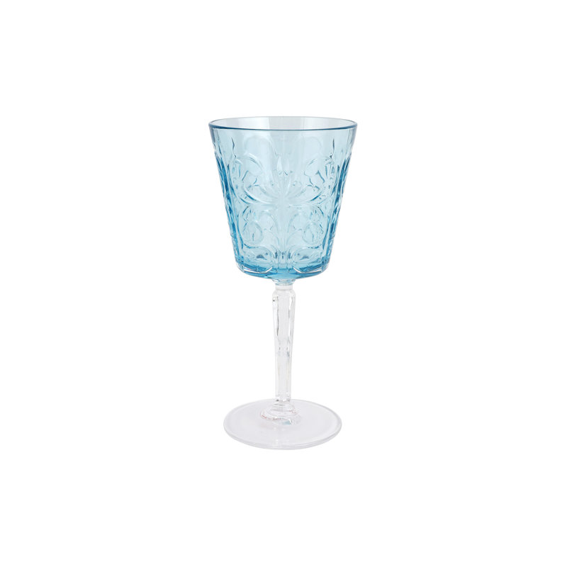 Barocco Handmade Wine Glass, Light Blue