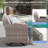 Maelie 7-Piece Outdoor Wicker Patio Fire Pit Conversation Set With Rectangle Fire Pit, Swivel Gliders, Ottomans And Side Table-497359536