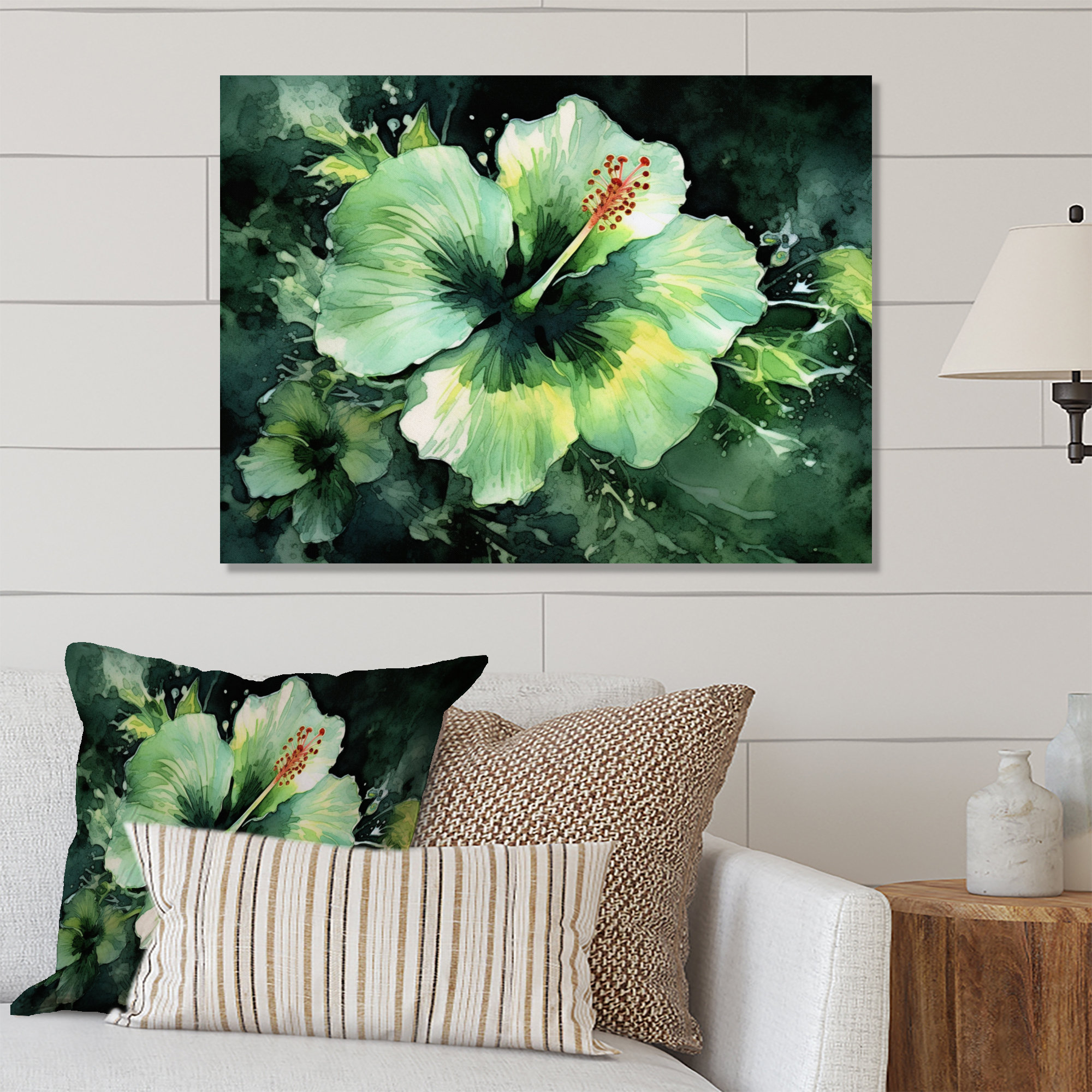 Red Barrel Studio?? Pink Green Hibiscus Harmony II Floral Metal Wall