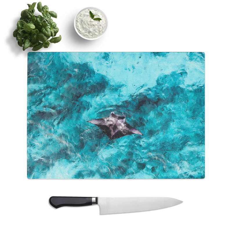 Manta Ray Painting Chopping Board, 0.4cm H x 20cm W x 28.5cm L