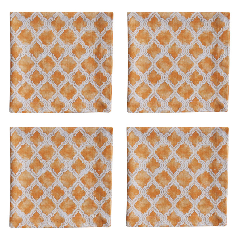  Ensemble de 4 serviettes aquarelle abricot, Multicolore