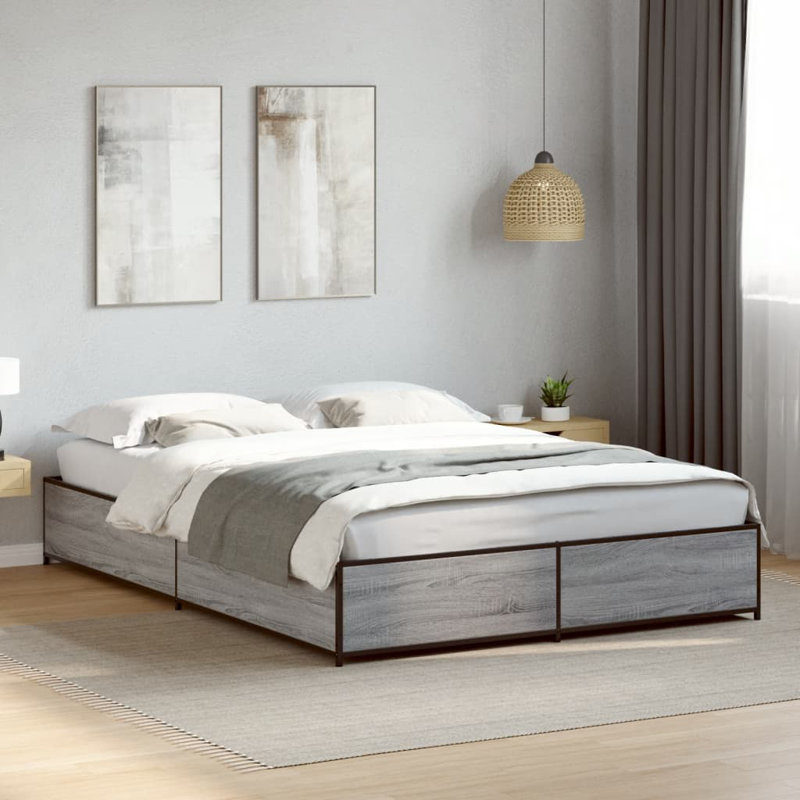 Orven Bed Frame, King (150 x 200 cm), Grey Sonoma