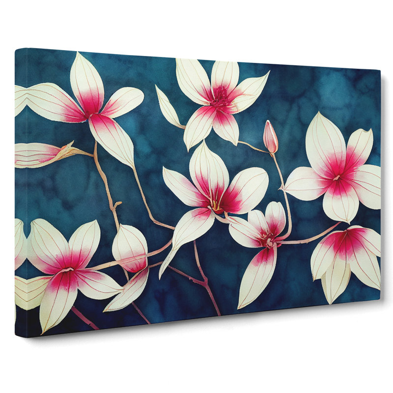 Ethereal Watercolour Flowers - Wrapped Canvas, 35cm H x 50cm W x 3cm D