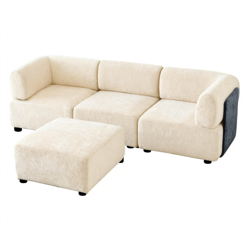 3 Seater Sofa & Chaise, Beige