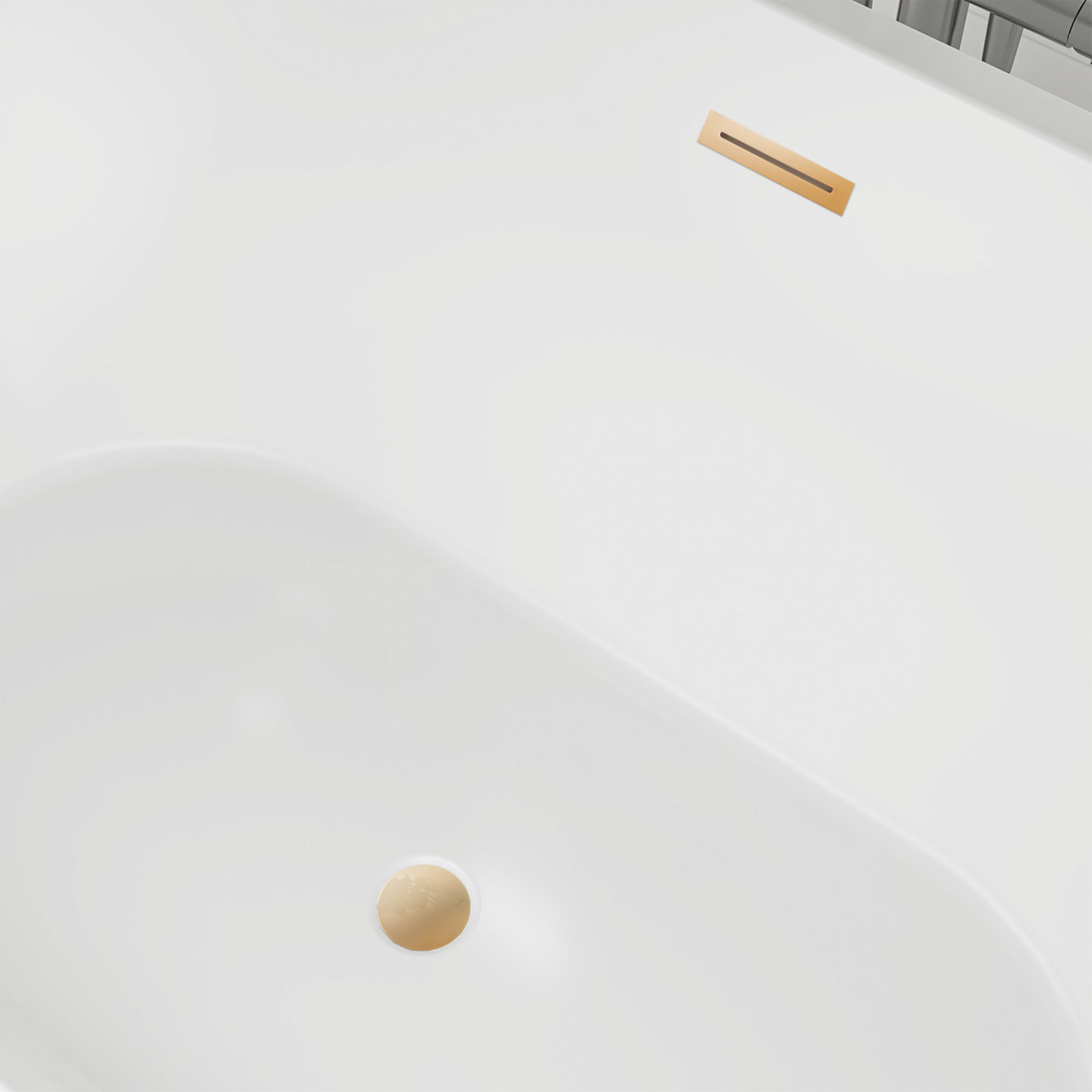 Iris 54" Freestanding Soaking Acrylic Bathtub, White/Titanium Gold