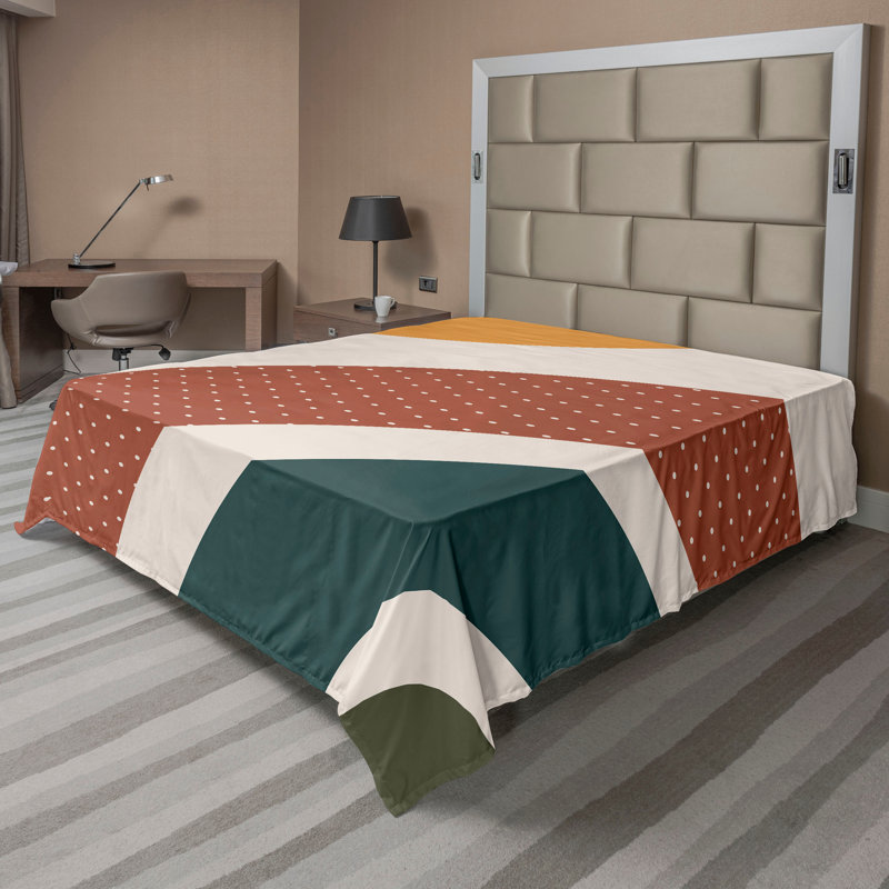 Drap plat moderne de style bohème Ambesonne, Cannelle / abricot / motif à pois / abstrait coqu