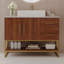 Meuble-lavabo moderne avec lavabo vasque en céramique, armoire autoportante dorée