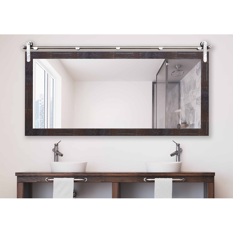 Miroir de salle de bain, 30,5 po x 57,5 po, Laiton acier industriel