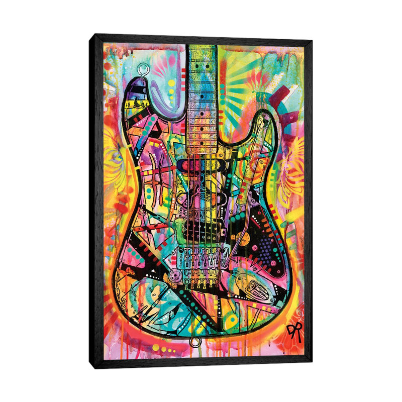 Guitar by Dean Russo - Print on Canvas, Black Framed Canvas, 66.04 cm H x 45.72 cm W