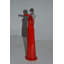 Statue de femmes jouant du violon en résine rouge et chrome - sculpture parfaite pour la maison Amabella, l 5 po x l 4 po x H 12 po-1861655488