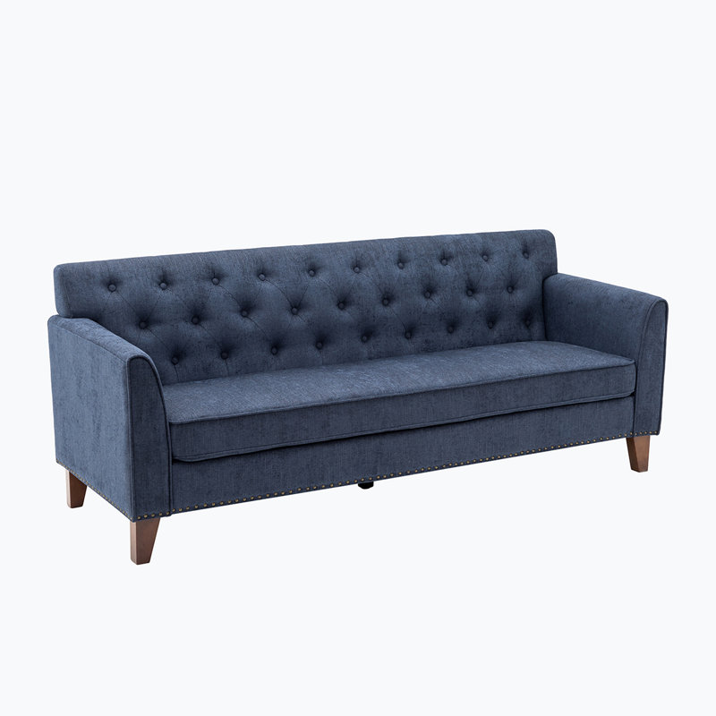 Canapé à accoudoirs roulés 83,1 po, Mélange de polyester bleu marine