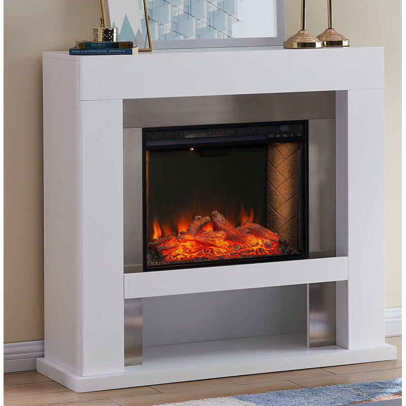 44'' W White Electric Fireplace