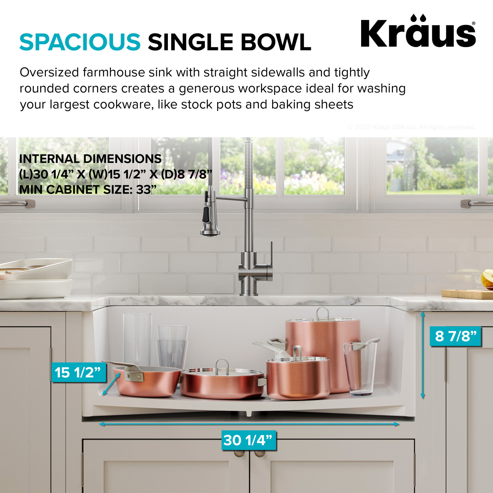 Turino™ 33" Reversible Fireclay Farmhouse Sink, Matte White