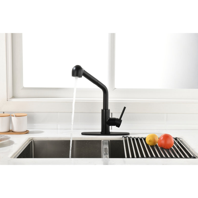 Robinet de cuisine noir mat avec bec rétractable à poignée simple 360 °. Corrosion et traitement antirouille pour la fonction. Contrôlez facilement la température de l'eau à l'aide d'une poignée. Acier inoxydable