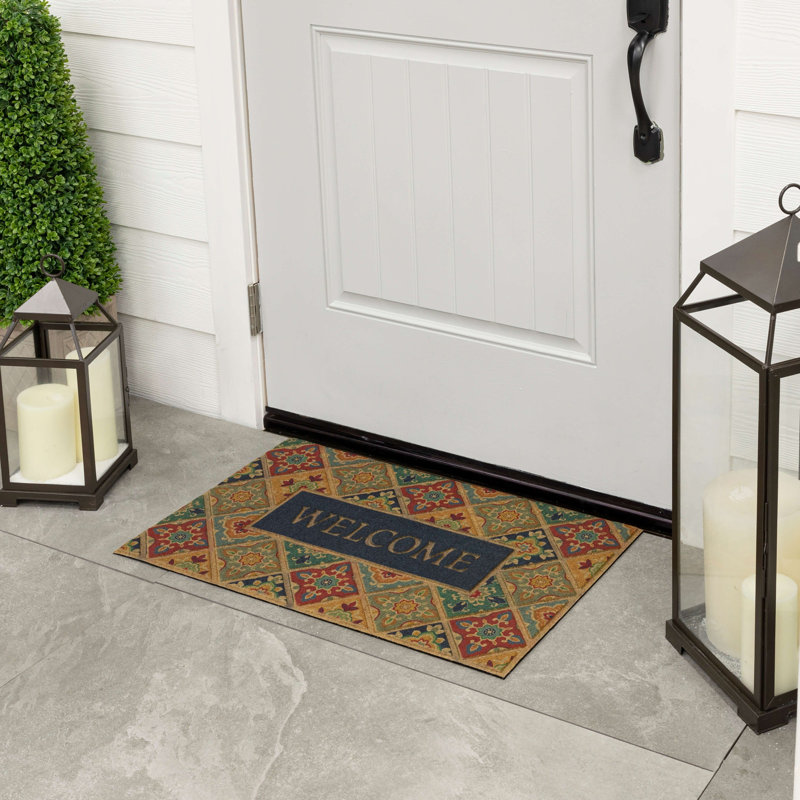 Tile Garden Welcome Mutlicolor Novelty Weather Resistant Non-Slip Outdoor Door Mat