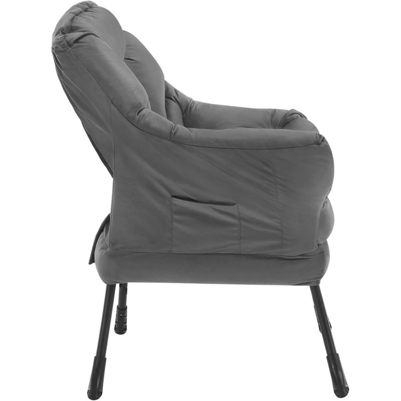 Velvet Armchair, Grey/Brown/Blue