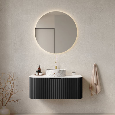 Meuble-lavabo de salle de bain 36 po avec lavabo, lavabo mural 36 po