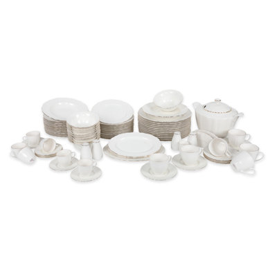 Hamman Porcelain China Dinnerware Set 82 Piece - Service for 12
