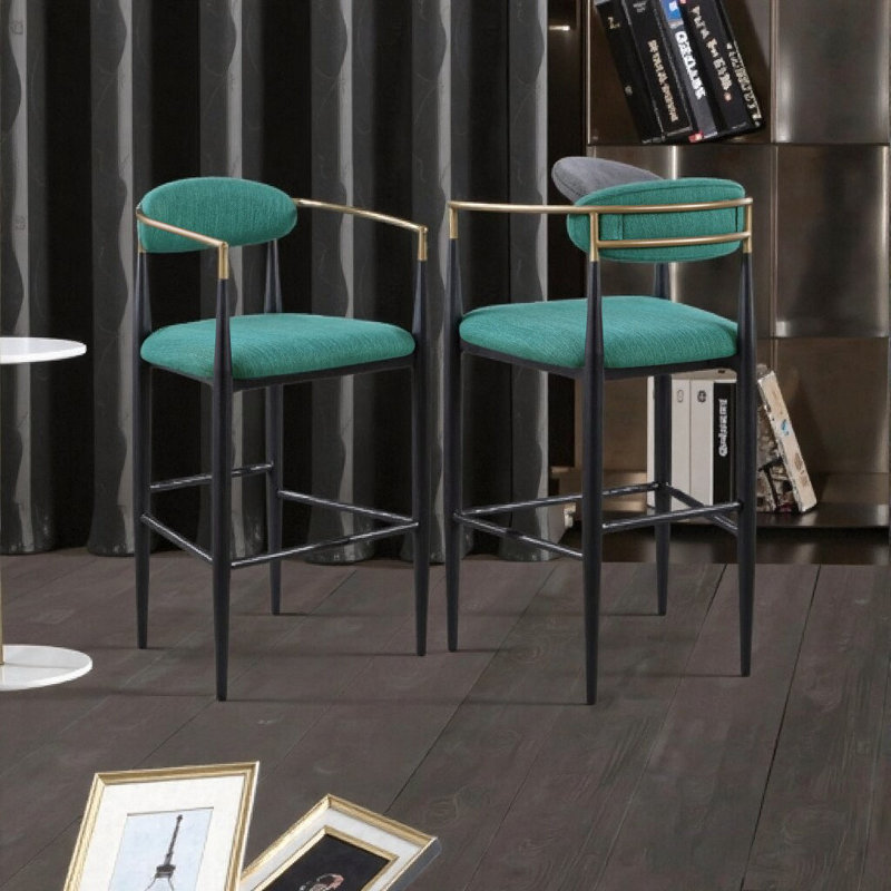 Tabourets de bar modernes en tissu Renfroe (ensemble de 2) - Contre-chaises de cuisine confortables, Vert